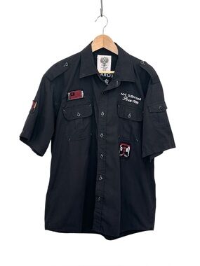 Beyond The Limit Y2K NYC Sushi Bar Cargo Shirt Vintage Streetwear Black Mens XL